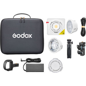 פנס לד Godox ML100Bi KIT1 Bi-Color Portable LED + 36° Lens & Power Bank Holder