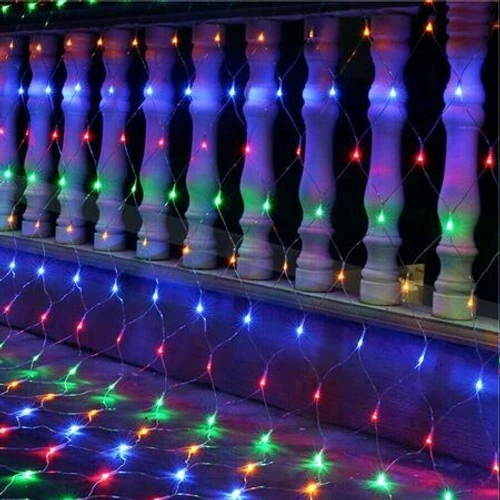 רשת לד סולארית צבעונית 300 לד 3x2 מטר RGB