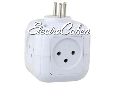 קובייה מפצל חשמל 4 שקעים + TYPE C ו-USB