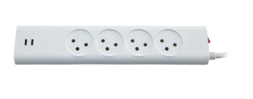 רב שקע 4 מקומות עם כבל 1 מטר וחיבור TYPE C+ מפסק