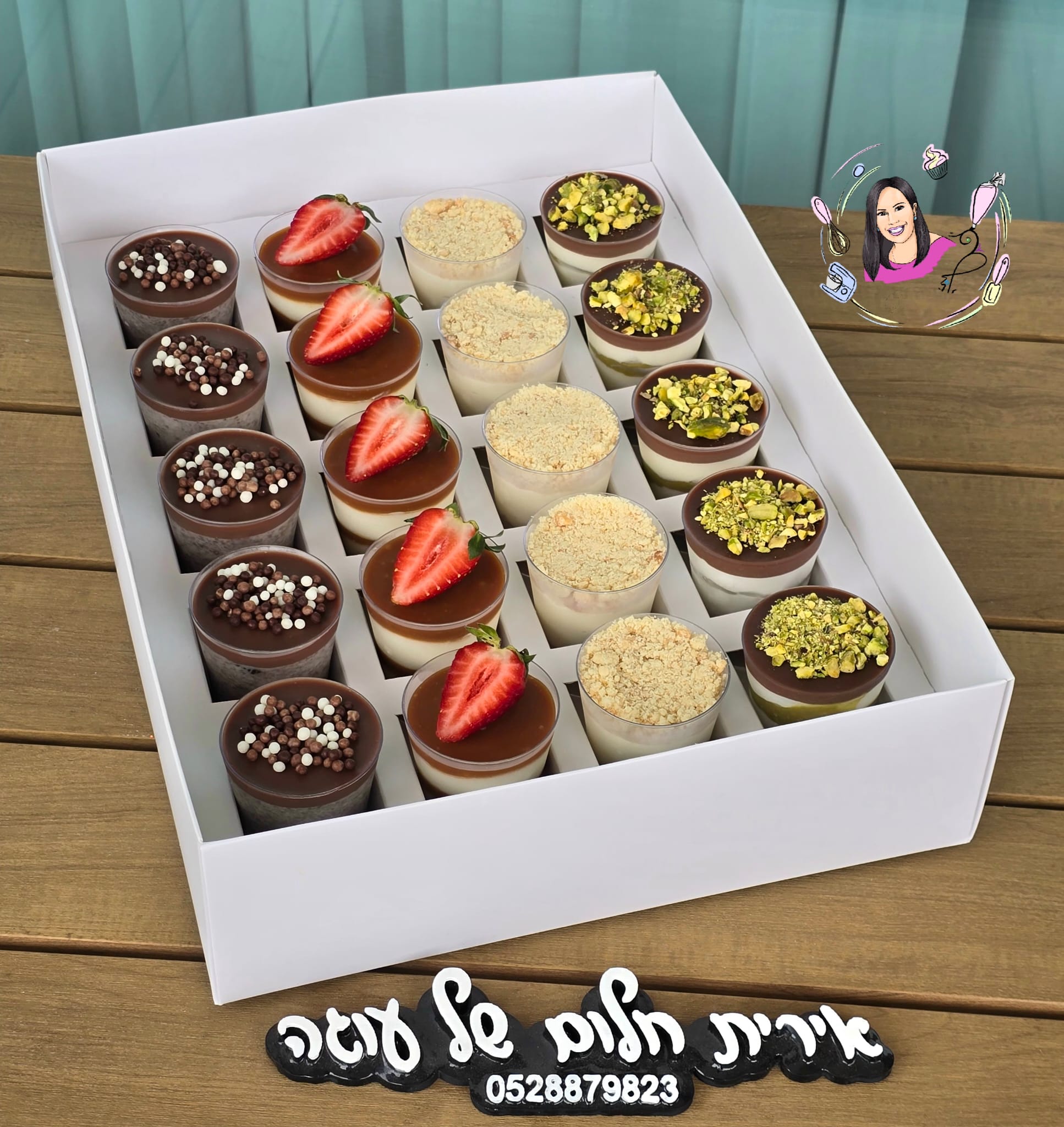 10 יחידות חלון שקוף (צבע לבן)35X25X7 ס"מ +במה 20 קינוחים