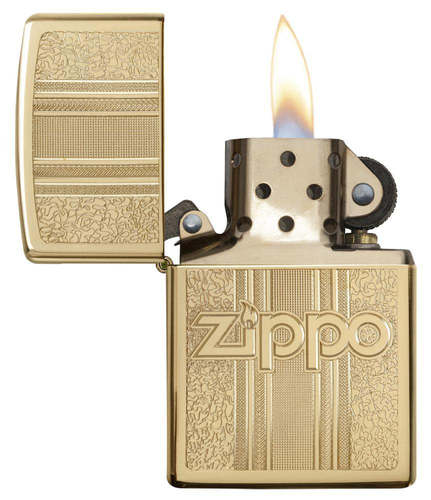 מצית זיפו עיטור מוזהב עם לוגו - ZIPPO