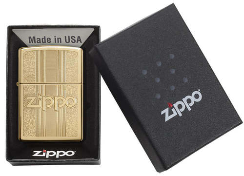 מצית זיפו עיטור מוזהב עם לוגו - ZIPPO