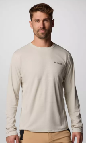 חולצה ארוכה לגבר CIRQUE RIVER PRO CREW LS אבן - Columbia