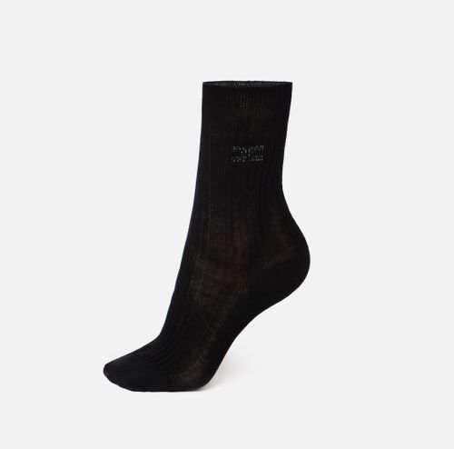 Ribbed cotton socks with logo