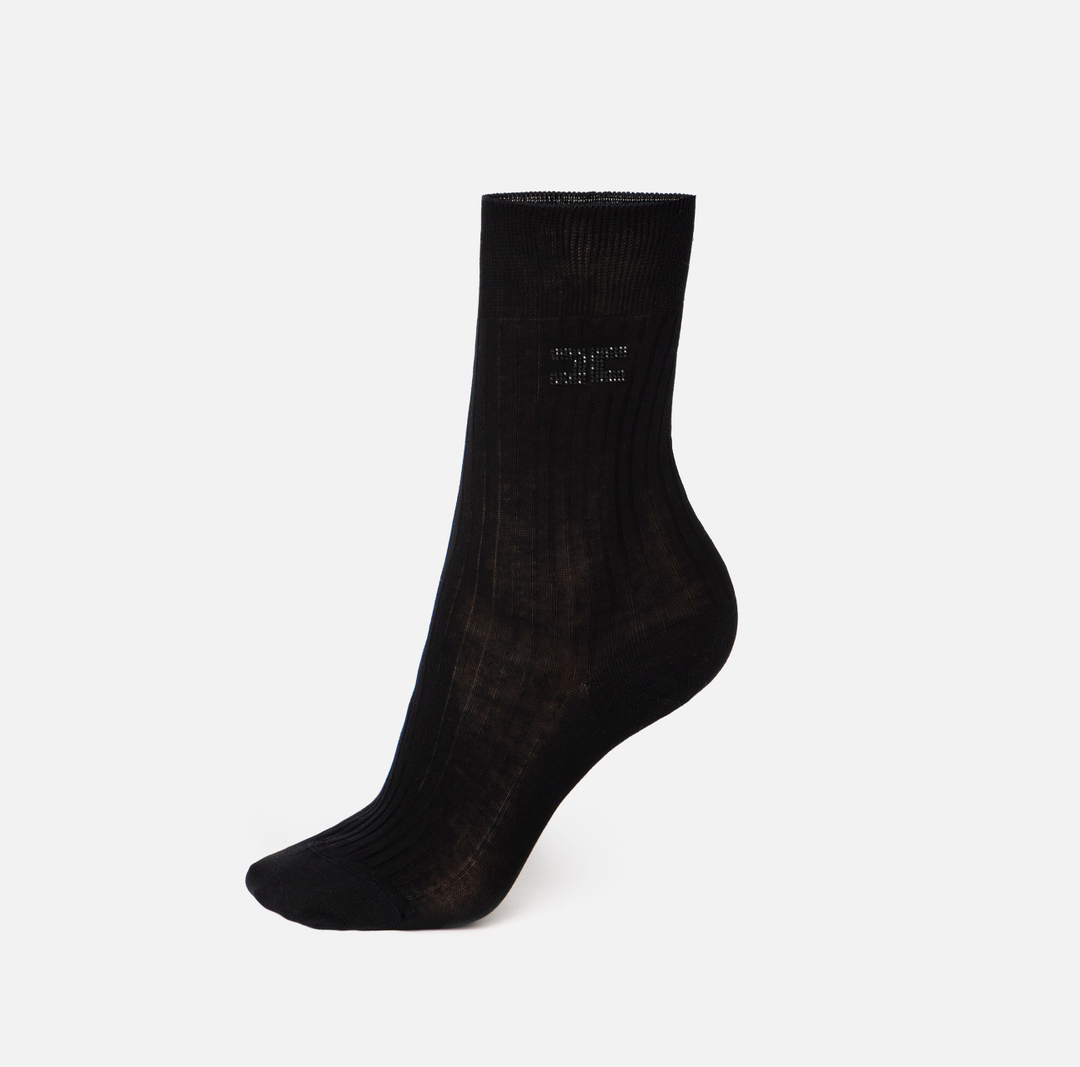 Ribbed cotton socks with logo