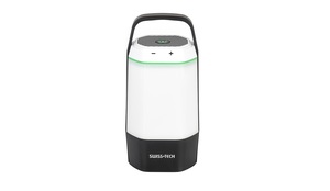 פנס קמפינג נטען SWISS TECH דגם ST033009 עם עוצמת תאורה 800 לומנס, בקרת עמעום רציפה 10%-100% ומבנה ABS+PC עמיד. כולל סוללה כפולה 18650 בקיבולת 2000mAh, עמידות למים IPX4 וטווח הארה של 20 מטר.