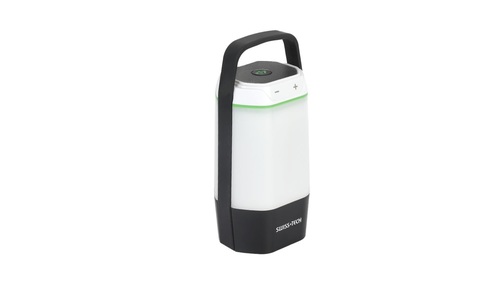 פנס קמפינג נטען SWISS TECH דגם ST033009 עם עוצמת תאורה 800 לומנס, בקרת עמעום רציפה 10%-100% ומבנה ABS+PC עמיד. כולל סוללה כפולה 18650 בקיבולת 2000mAh, עמידות למים IPX4 וטווח הארה של 20 מטר. 