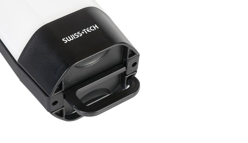 פנס קמפינג נטען SWISS TECH דגם ST033009 עם עוצמת תאורה 800 לומנס, בקרת עמעום רציפה 10%-100% ומבנה ABS+PC עמיד. כולל סוללה כפולה 18650 בקיבולת 2000mAh, עמידות למים IPX4 וטווח הארה של 20 מטר. 