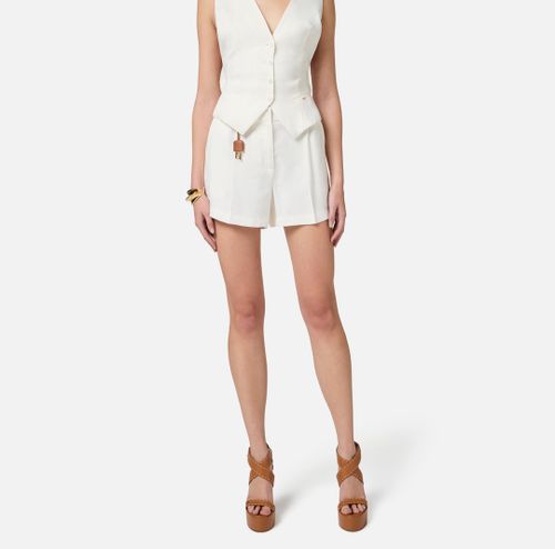 Linen-blend gabardine shorts