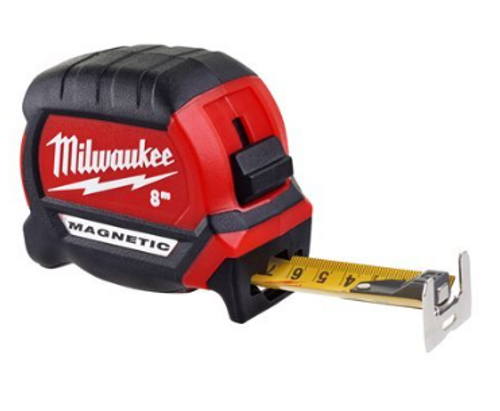 מטר מדידה 8 מטר דו צדדי מגנטי MILWAUKEE