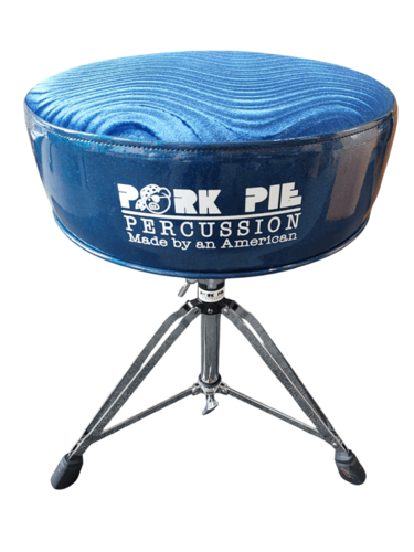כסא תופים א-ג-ד-ה! כחול קטיפה גלי - עיטוף כחול מבי Pork Pie Percussion