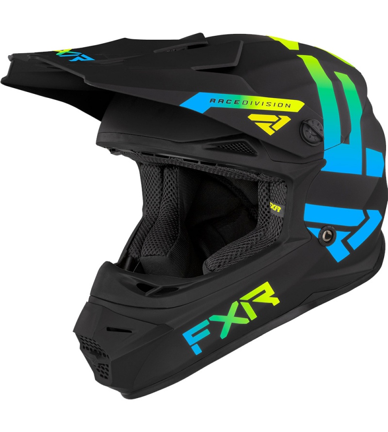 קסדת שטח ילדים FXR LEGION שחור\כחול\צהוב