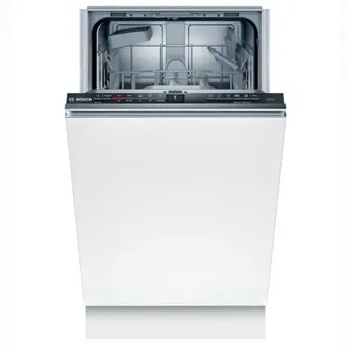 מדיח כלים צר אינטגרלי בוש Bosch SPV2HKX42E דלת פתוחה עם סלסלות
