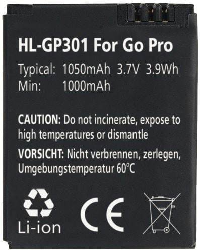 סוללה נטענת למצלמת Go Pro חלופית ל Go Pro AHDBT-301