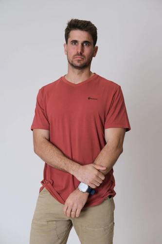 חולצת ויסקוזה אוורירית Viscoze V Shirt | Brown Sunset