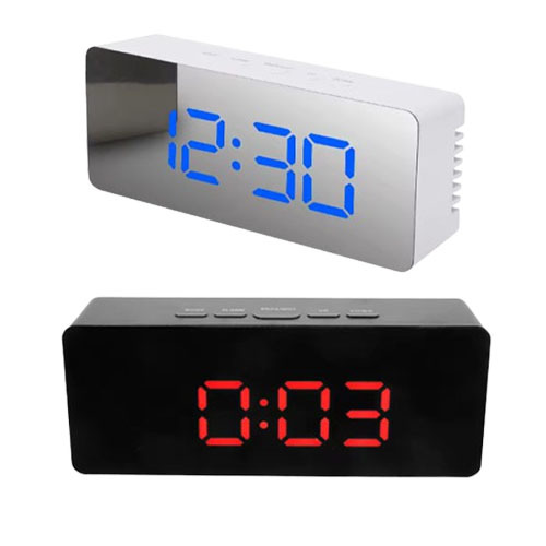 שעון שולחני דיגיטלי מעורר עם תאורת לד Led Mirror Clock NY7551