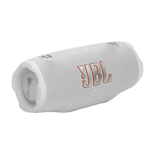 רמקול JBL Charge 6 לבן – תצוגה קדמית על רקע לבן
