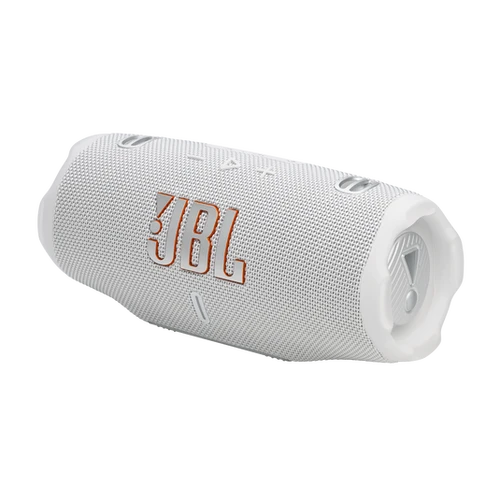 JBL Charge 6 לבן – צילום בזווית עליונה להצגת כפתורים