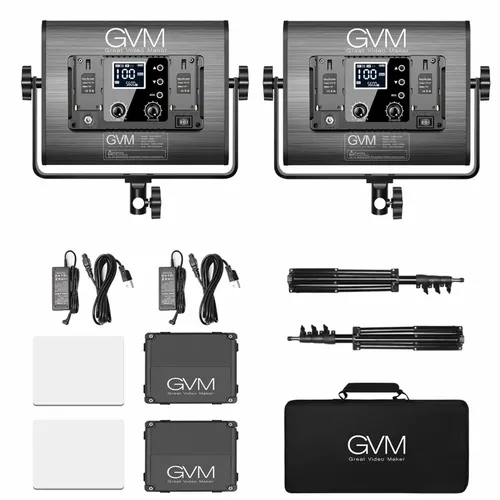 קיט 2 פנסי לד צבעוניים GVM-1000D RGB