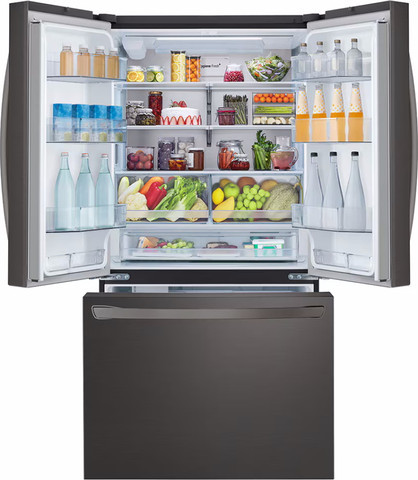 מקרר 3 דלתות מקפיא תחתון 750 ליטר LG GR-B278SE עם התקן שבת מובנה - גימור נירוסטה מושחרת 