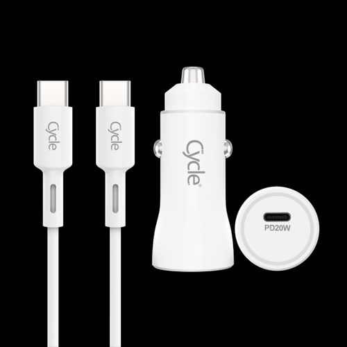 מטען רכב מהיר Cycle CYCPD20W-T עם יציאת USB בתקן 3A 20W + כבל Type-C