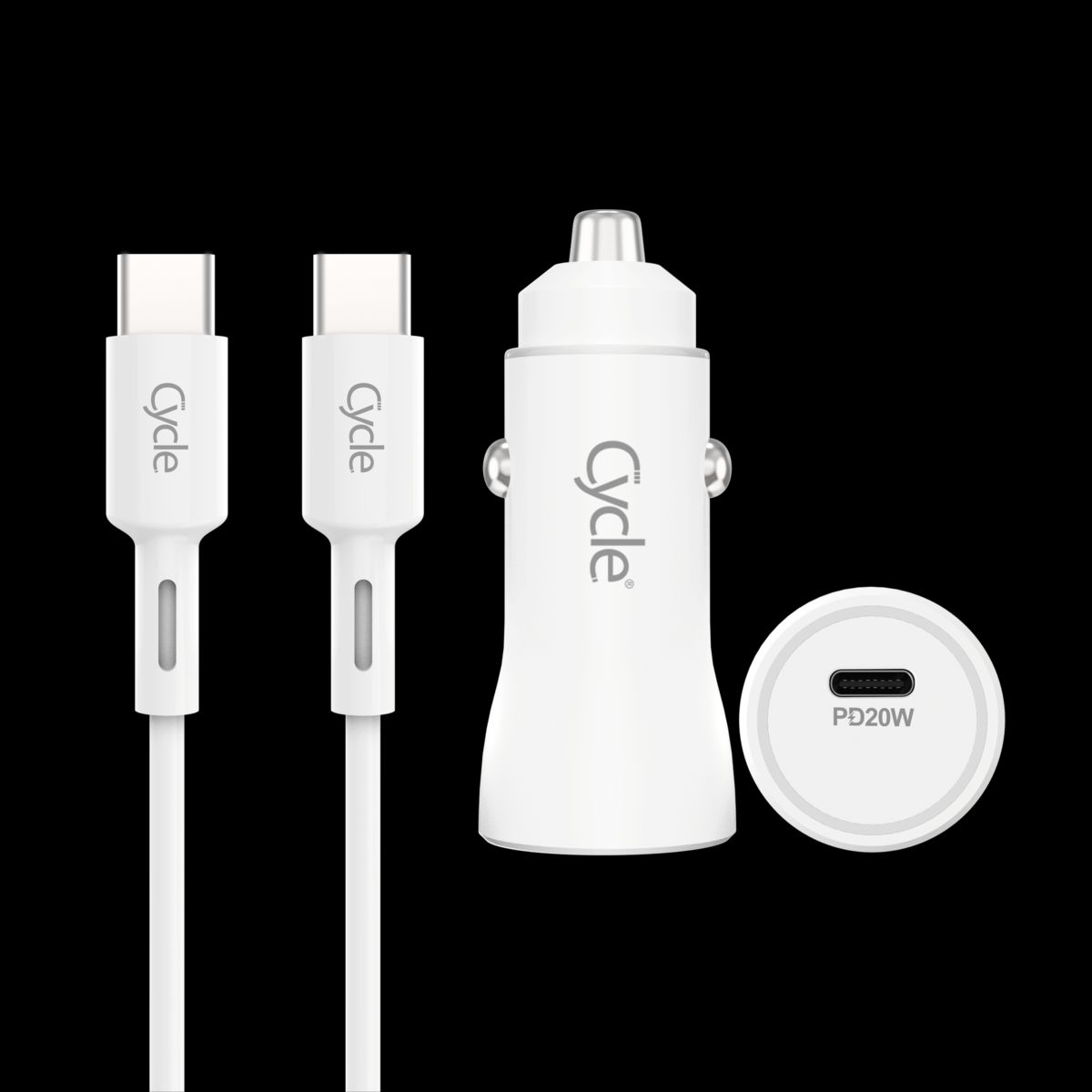 מטען רכב מהיר Cycle CYCPD20W-T עם יציאת USB בתקן 3A 20W + כבל Type-C