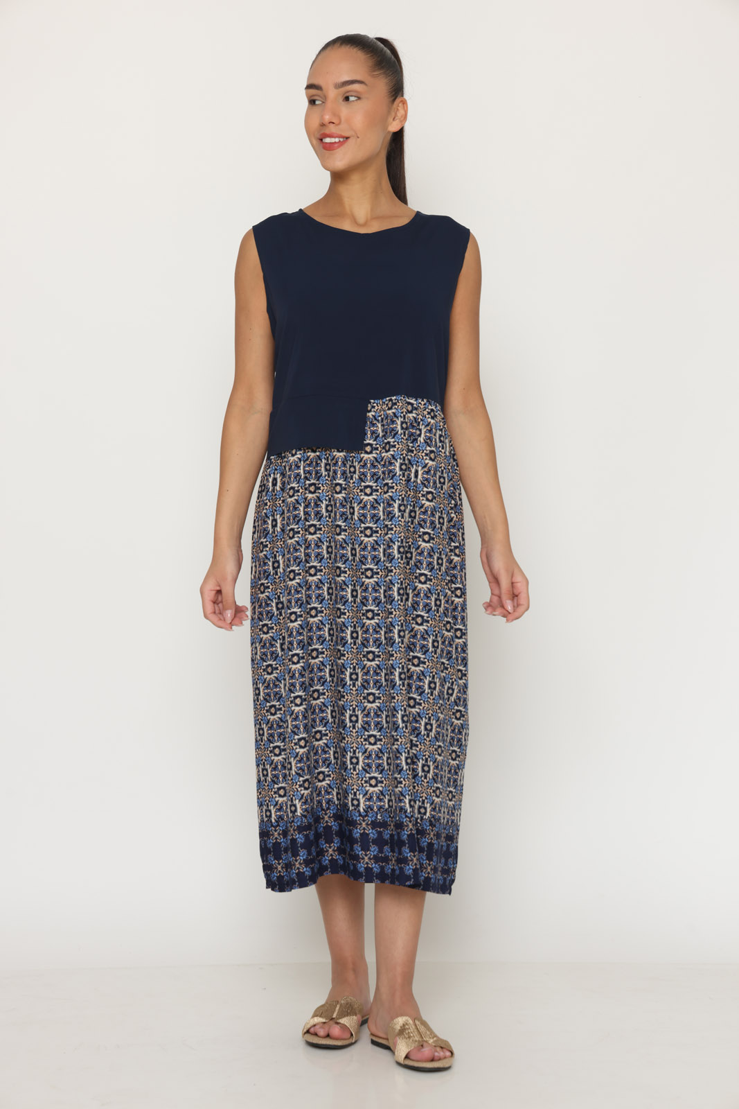 שמלת אוליביה כחול הדפס