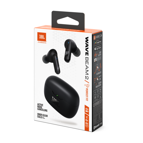 אוזניות  אלחוטיות JBL Wave Beam 2 שחור- יבואן רשמי 