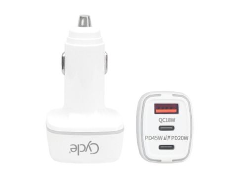 מטען לטלפון לרכב QC PD 65W טעינה מהירה עם 2 יציאות USB-C ויציאת USB-A מבית CYCLE 