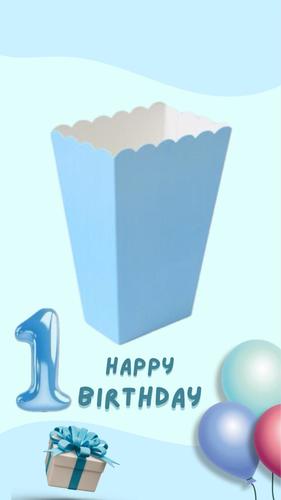 קופסאות פופקורן תכלת - 6 יחידות 