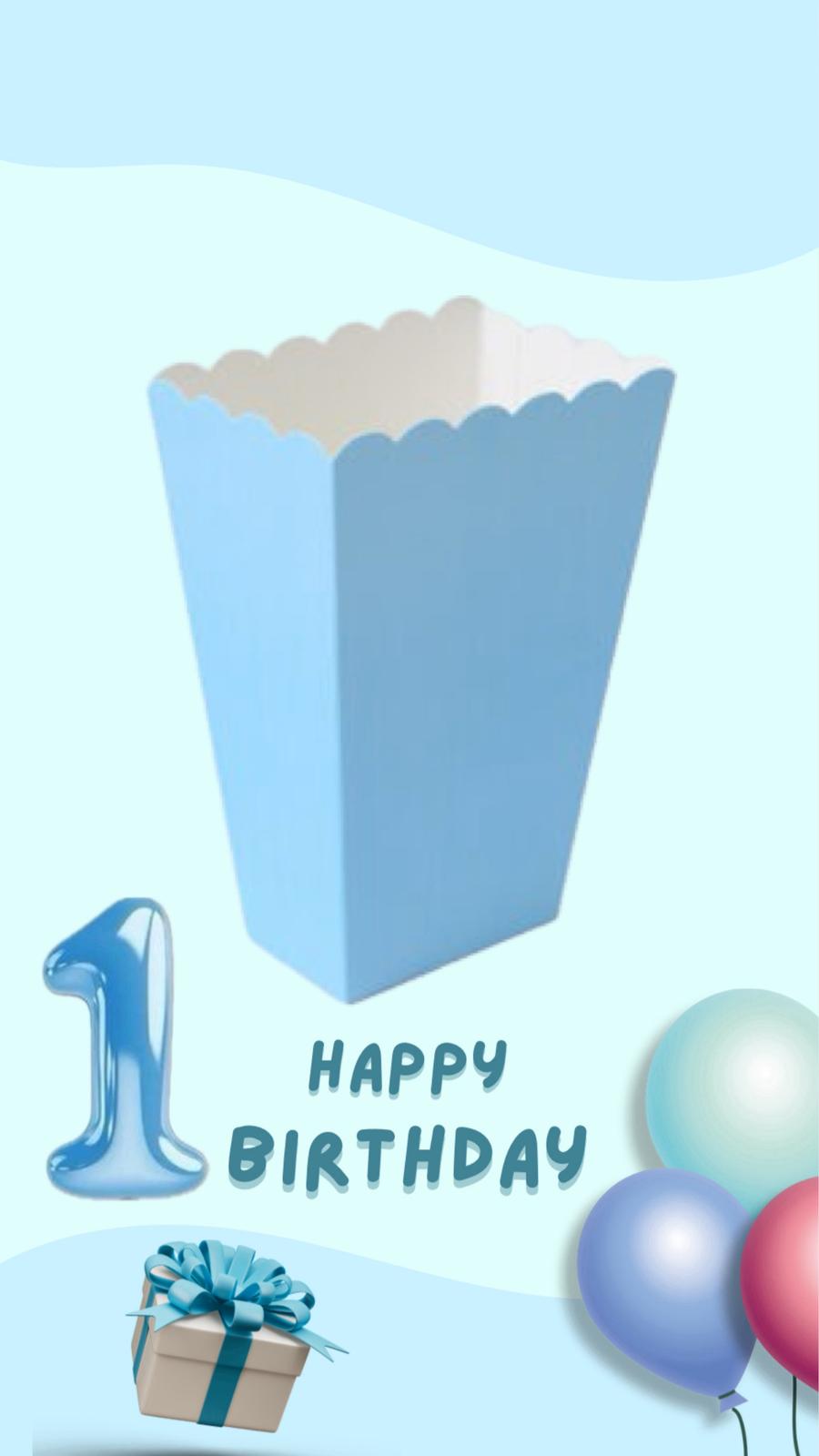 קופסאות פופקורן תכלת - 6 יחידות 