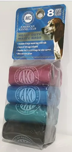 שקיות איסוף צרכים צבעוניות 8 גלילים מבית American Kennel Club (AKC):