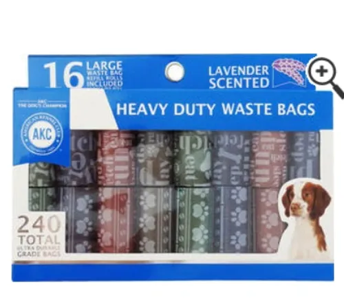 שקיות איסוף צרכים צבעוניות 16 גלילים מבית American Kennel Club (AKC):