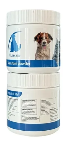 אבקה להסרת כתמי דמעות לכלבים וחתולים 100 גרם – Ultra Vet Tear Stain Remove Powder