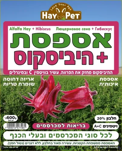 4 סוגי אספסת מיוחדים למכרסמים לבחירה +ירקות השילוני 600 גרם