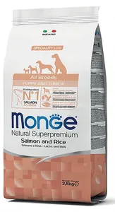 מונג גורים סלמון ואורז 12 קג (2 שקים) – Monge Natural Puppy & Junior