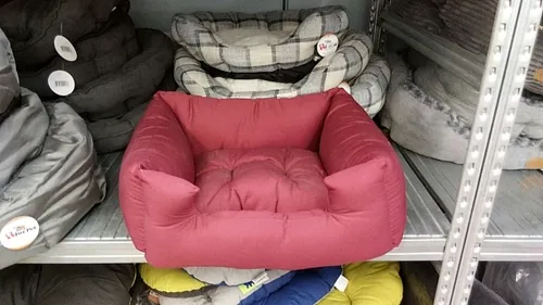 מיטת כותנה מרופדת עם כרית נשלפת לכלבים גדולים