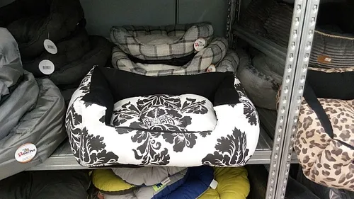 מיטת כותנה מרופדת עם כרית נשלפת לכלבים גדולים