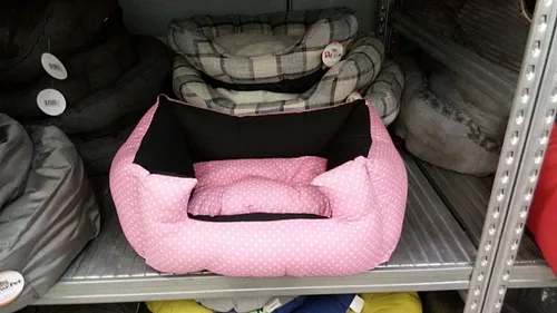 מיטת כותנה מרופדת עם כרית נשלפת לכלבים גדולים
