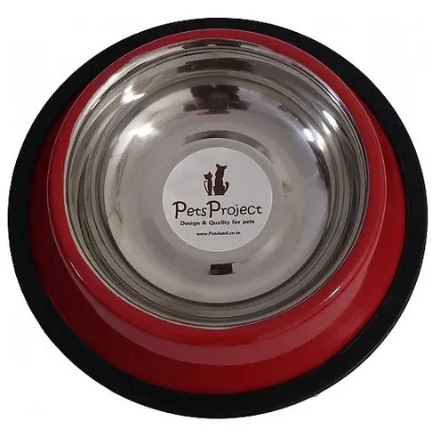 קערת נירוסטה אדומה בינונית פטסלנד Pets Project
