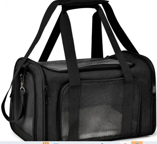 תיק נשיאה לכלב או חתול מתאים לטיסה שחור Pet Carrier