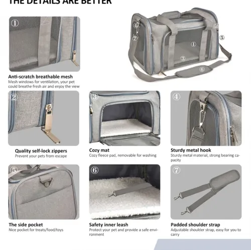 תיק נשיאה לכלב או חתול מתאים לטיסה שחור Pet Carrier