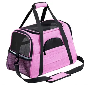 Pet Carrier ורוד רך – תיק נשיאה מאושר טיסה לכלב או חתול | מולי חיות מחמד