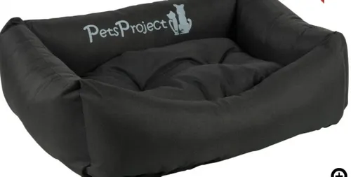 מיטה חסינת מים ודוחה לכלוך לכלבים קטנים וחתולים עם דפנות מוגבהות וכרית פנימית נשלפת דו צדדית דגם פטס פרוג'קט מידה S שחור מולי חיות מחמד