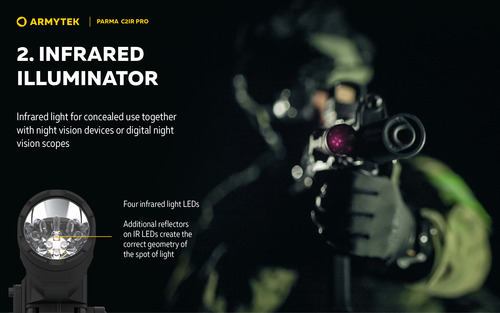 פנס טקטי עם תאורת אור לבן ואינפרה אדום – Armytek - Parma C2IR Pro