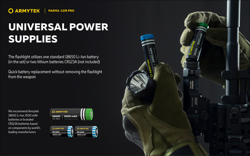 פנס טקטי עם תאורת אור לבן ואינפרה אדום – Armytek - Parma C2IR Pro