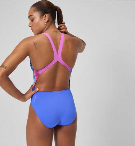 בגד ים שלם נשים Powerback Swimsuit Blue/Pink
