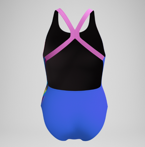 בגד ים שלם נשים Powerback Swimsuit Blue/Pink