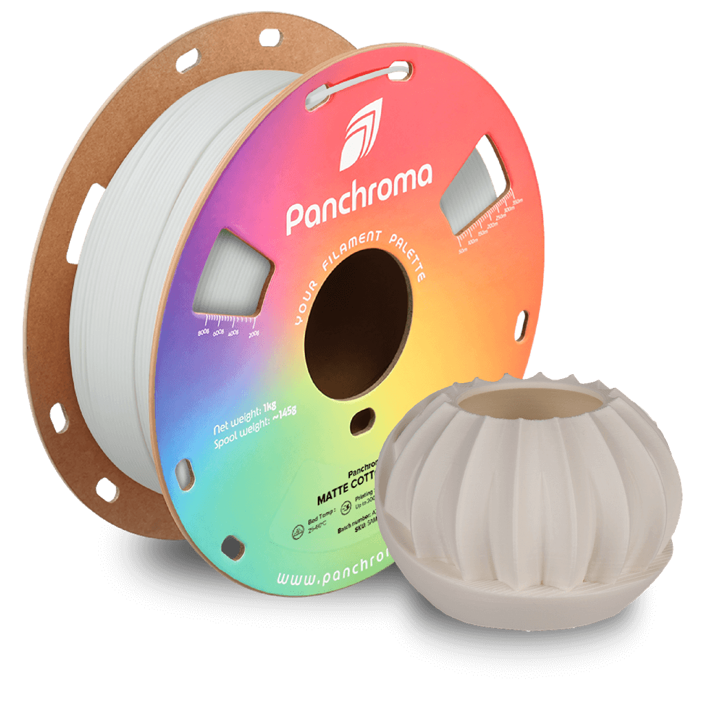 פילמנט לבן מאט 1 ק"ג 1.75 מ"מ - Panchroma Matte PLA Cotton White (PolyTerra™ PLA)